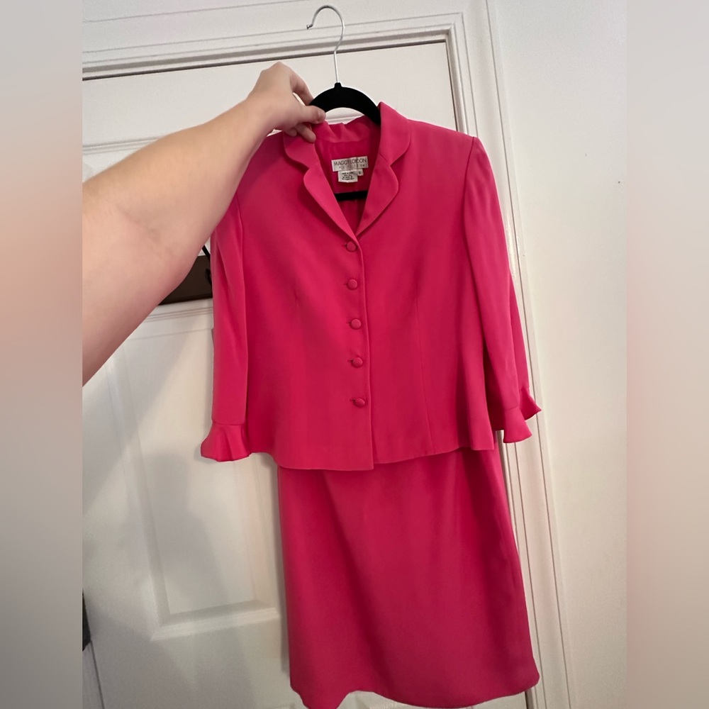 100% SILK Barbie Two Piece Business Professional Set Suit Skirt Jacket